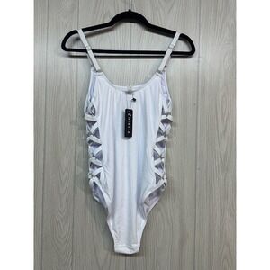 Tempt Me White One Piece Swimsuit Strappy Ring Detail Medium Sexy‎